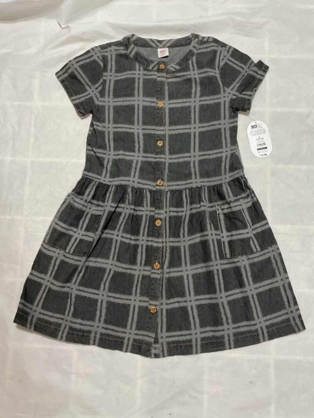 NWT Wonder Nation Windowpane dress LG 10/12 gray